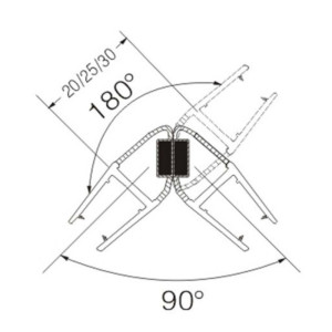 2 x Magnetdichtleiste für 8mm Glas 90°/180° 200cm KBP001