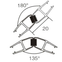 2 x Magnetdichtleiste für 8mm Glas 135° 200cm KBP003