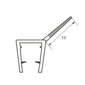 Wasserabweis-Profil (Lippe 18mm) für 8mm Glas 200cm KBP007