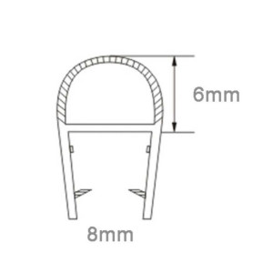 Hohlkammerdichtung 6mm für 8mm Glas 200cm KBP008