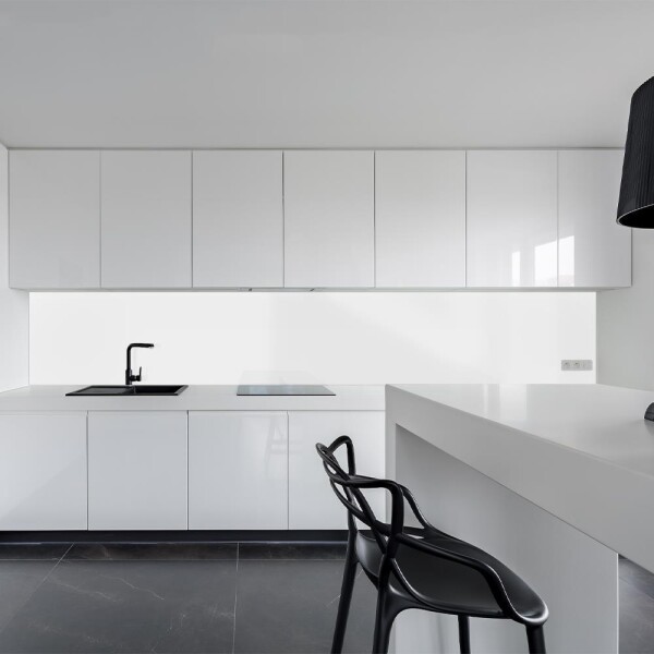 Küchenrückwand Spritzschutz Fliesenspiegel Küche Wandschutz 40x100cm Aluverbund weiss