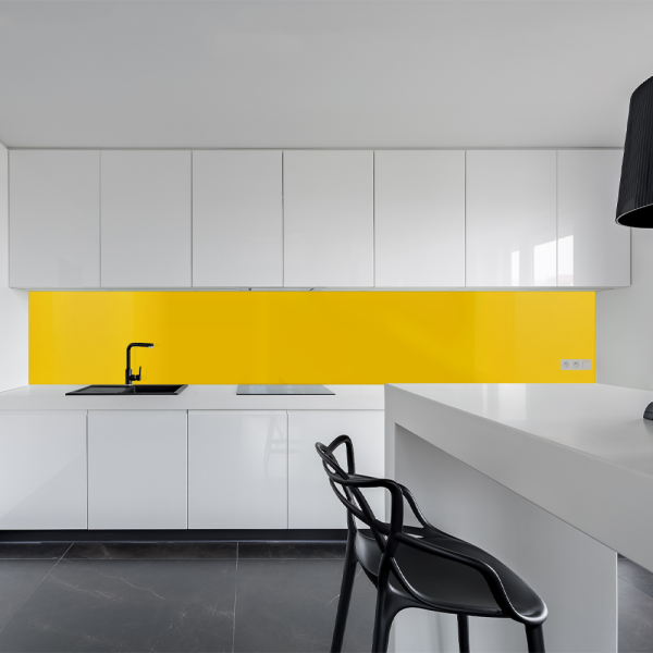 Küchenrückwand Spritzschutz Fliesenspiegel Küche Wandschutz Aluverbund Gelb 1023