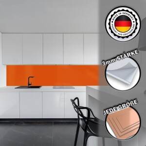 Küchenrückwand Spritzschutz Fliesenspiegel Küche Wandschutz 50x200cm Aluverbund Orange 2009