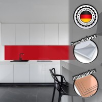 Küchenrückwand Spritzschutz Fliesenspiegel Küche Wandschutz 60x240cm Aluverbund Rot 3020