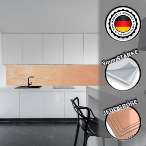 Küchenrückwand Spritzschutz Fliesenspiegel Küche Wandschutz 60x260cm Aluverbund Kupfer-Gebürstet 008