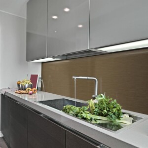 Küchenrückwand Spritzschutz Fliesenspiegel Küche Wandschutz 70x100cm Aluverbund Bronze-Gebürstet 006