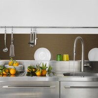 Küchenrückwand Spritzschutz Fliesenspiegel Küche Wandschutz 70x100cm Aluverbund Bronze-Gebürstet 006
