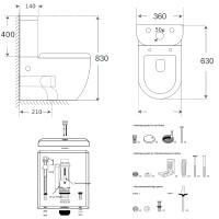 Stand-WC-Kombination KB6003 Randlos