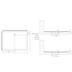 Acryl-Duschtasse 75x90x4cm