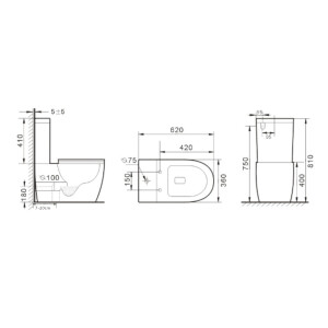 Stand-WC-Kombination Randlos KB6089