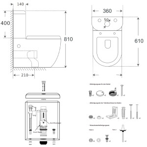 Stand-WC-Kombination Randlos KB6089