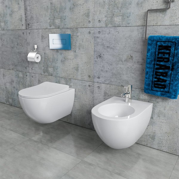 CREAVIT Hänge-WC + Bidet Randlos Oval FE322-11-SET