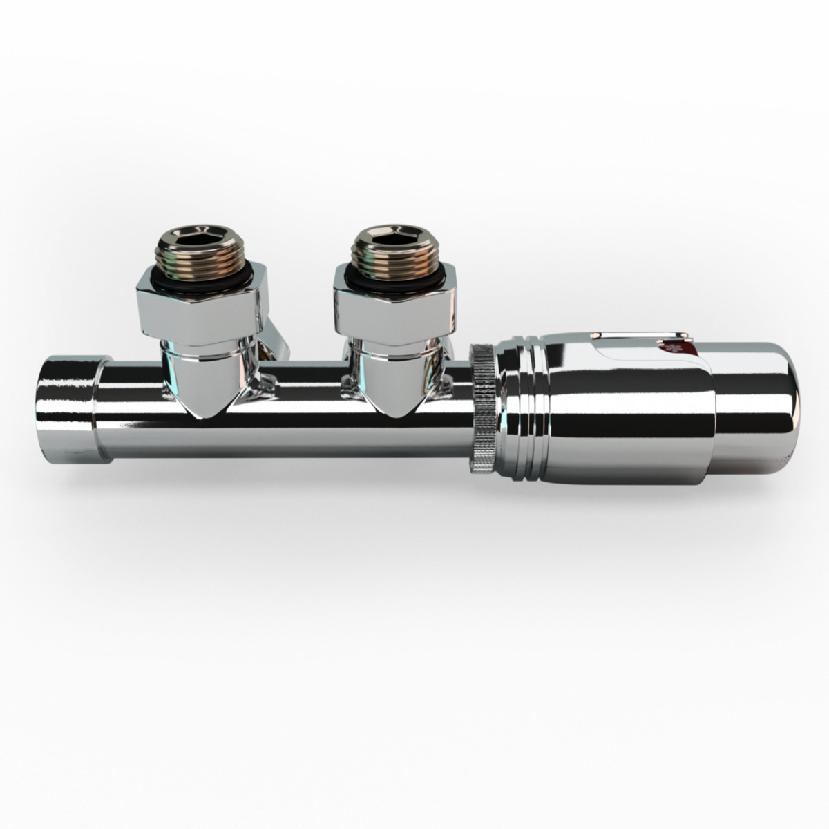 Mittelanschluss-Set Eckform Chrom Armatur+Thermostatregler