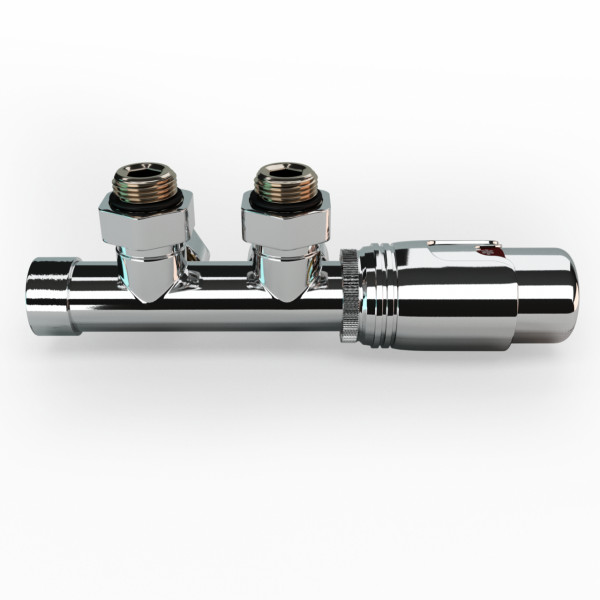 Mittelanschluss-Set Eckform Chrom Armatur+Thermostatregler