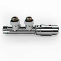 Mittelanschluss-Set Eckform Chrom Armatur+Thermostatregler