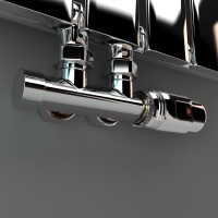 Mittelanschluss-Set Eckform Chrom Armatur+Thermostatregler