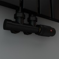 Mittelanschluss-Set Eckform Schwarz Armatur+Thermostatregler