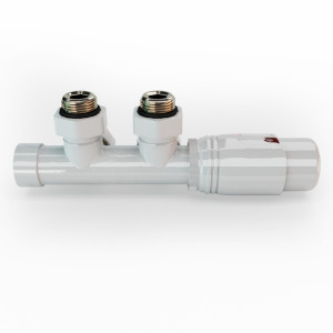 Mittelanschluss-Set Eckform Weiss Armatur+Thermostatregler