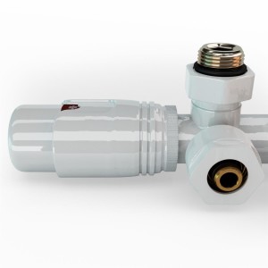 Mittelanschluss-Set Eckform Weiss Armatur+Thermostatregler