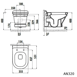Antik Hänge-WC AN320