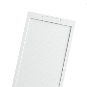 Mineralguss-Duschwanne Schieferoptik weiß 160x80cm