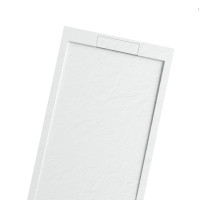 Mineralguss-Duschwanne Schieferoptik weiß 160x80cm