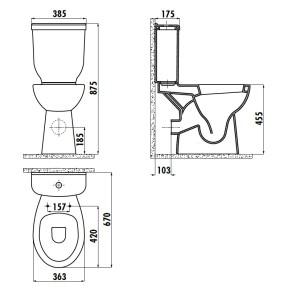 Stand-WC Kombination Erhöht BD315-SET