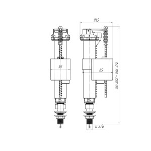 Füllventil Anschluss unten 3/8" Messing