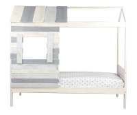 Bett für Kinder als Hausform - Grau-Weiß - 90x200 cm