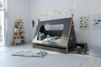Bett für Kinder als Zeltform -  Grau - 90x200 cm