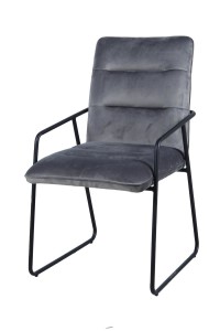 Armlehnstuhl - 2er-Set - Samt - Metall Schwarz - Grau
