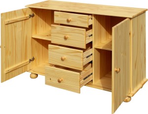 Kommode aus Kiefernholz - Natur - 119x38x81cm