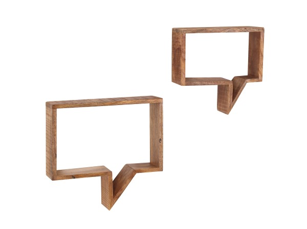 Wandregal 2er-Set - Mango-Holz - 40x13x39cm