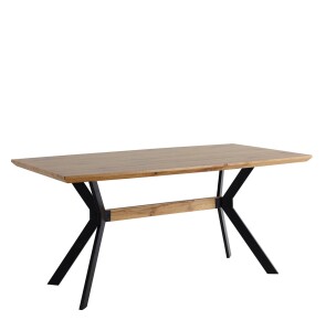 Esstisch - 160 x 90 cm - Platte MDF mit Eiche-Dekor - Gestell Metall