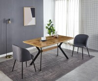 Esstisch - 160 x 90 cm - Platte MDF mit Eiche-Dekor - Gestell Metall