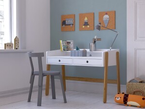Kinderschreibtisch Höhenverstellbar - Weiß - 108x55x69cm