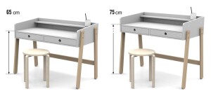 Kinderschreibtisch Höhenverstellbar - Weiß - 108x55x69cm