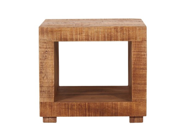 Couchtisch aus Glas - 1 offenes Fach - Mango-Holz - 50x50x45 cm