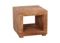 Couchtisch aus Glas - 1 offenes Fach - Mango-Holz - 50x50x45 cm