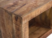 Couchtisch aus Glas - 1 offenes Fach - Mango-Holz - 50x50x45 cm