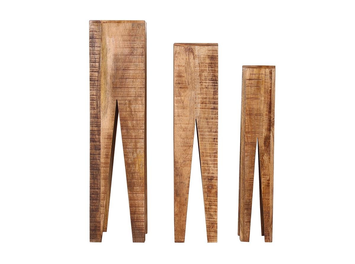 Blumenhocker - 3er-Set - Mango-Holz - 25x25x100cm - natur