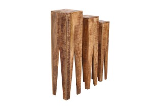 Blumenhocker - 3er-Set - Mango-Holz - 25x25x100cm - natur