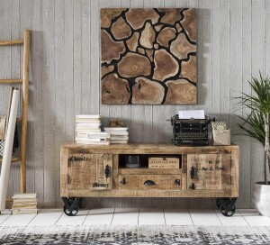 Wanddeko aus recyceltem Teak