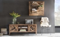 Wanddeko-Wandregal mit 3 Ablagen aus Teak-Holz