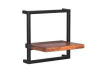Möbel Wandregal - Mangoholz mit Altmetall- 35x25x35cm