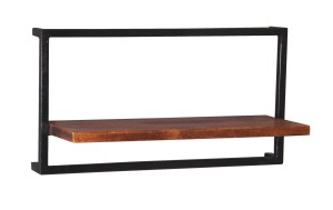 Möbel Wandregal - Mangoholz mit Altmetall - 65x25x35cm