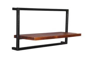 Möbel Wandregal - Mangoholz mit Altmetall - 65x25x35cm