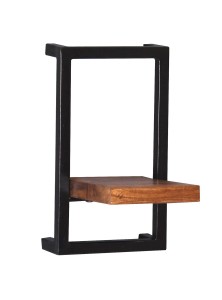 Möbel Wandregal - Mangoholz mit Altmetall - 20x25x35cm