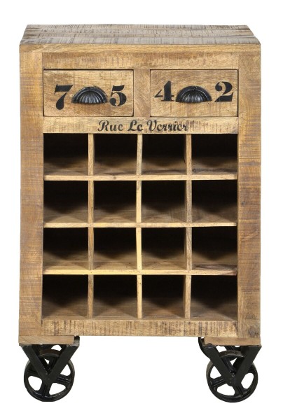 Wein-Kommode aus Mangoholz - Natur Antik -  55x35x85cm