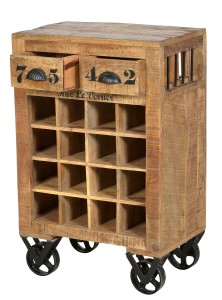 Wein-Kommode aus Mangoholz - Natur Antik -  55x35x85cm